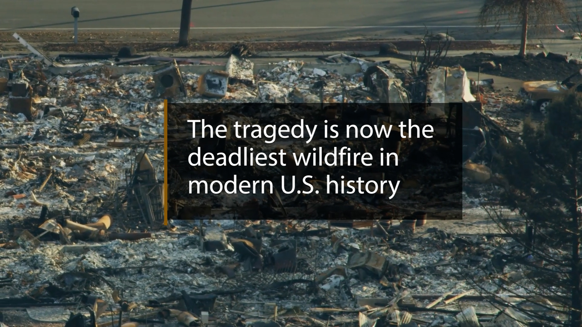 wildfire banner with image of disaster behind text