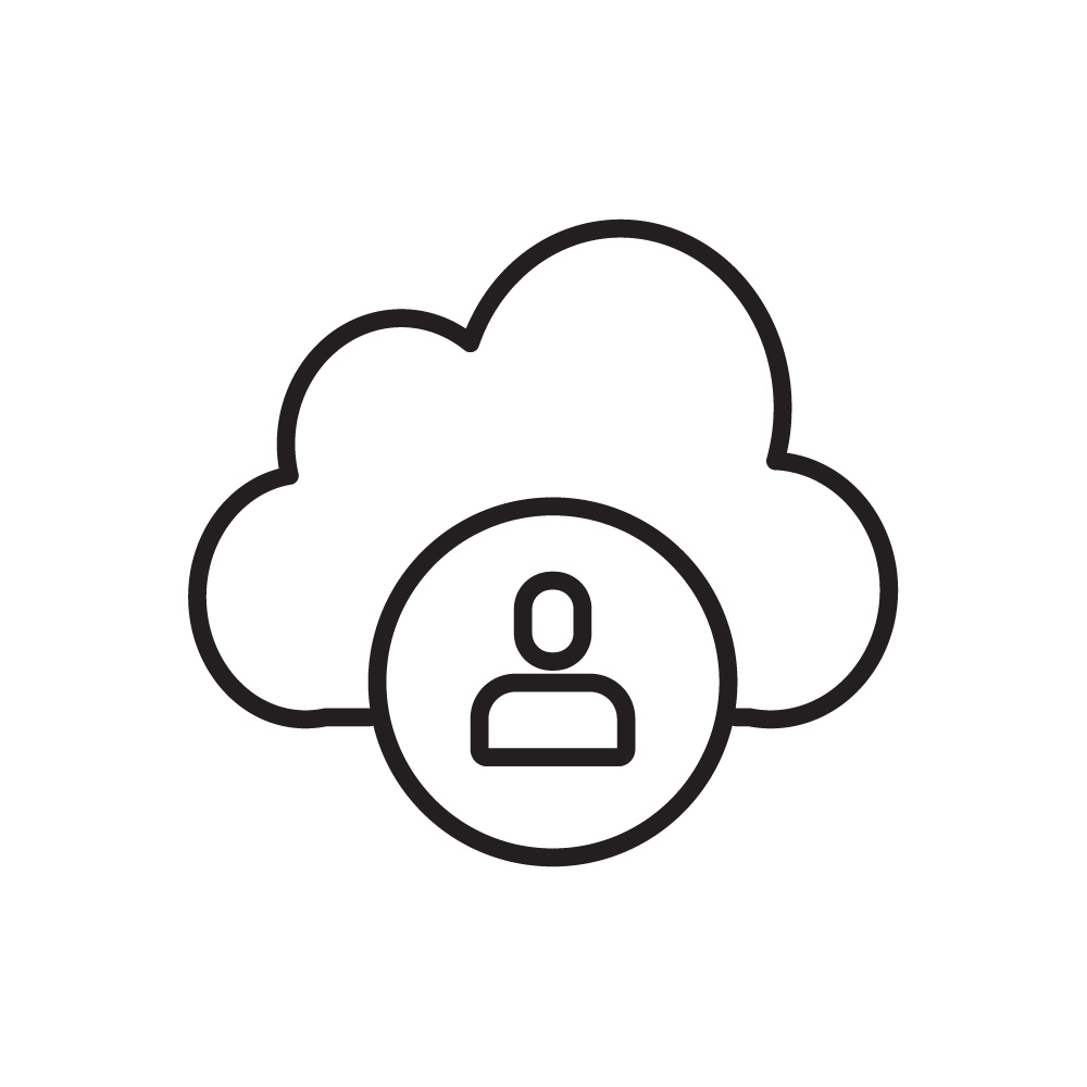 icon of cloud with person in the middle